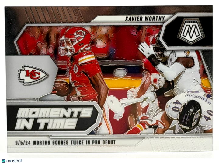2025 Panini Mosaic #1 Moments in Time - Xavier Worthy (RC)