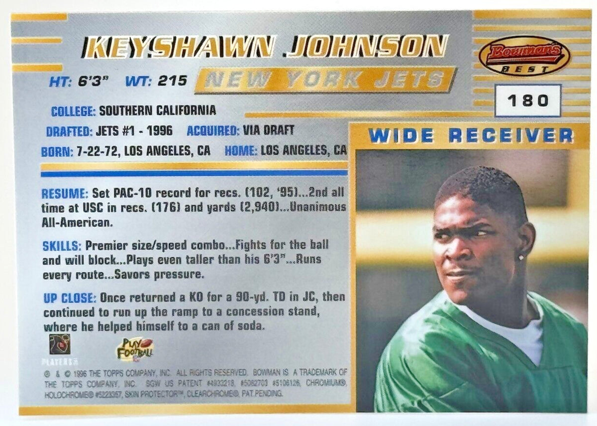1996 Bowman's Best - #180 Keyshawn Johnson (RC) Rookie