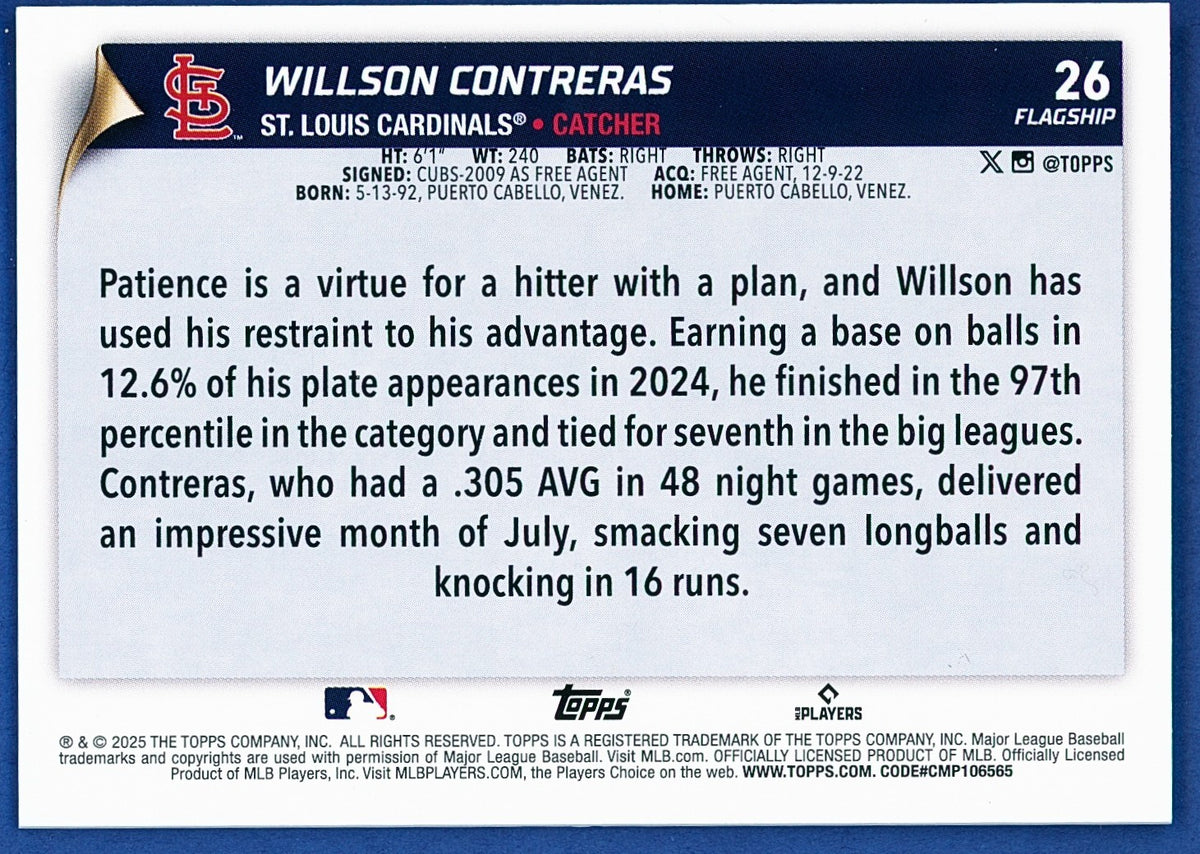 2025 Topps Flagship Collection #26 Wilson Contreras