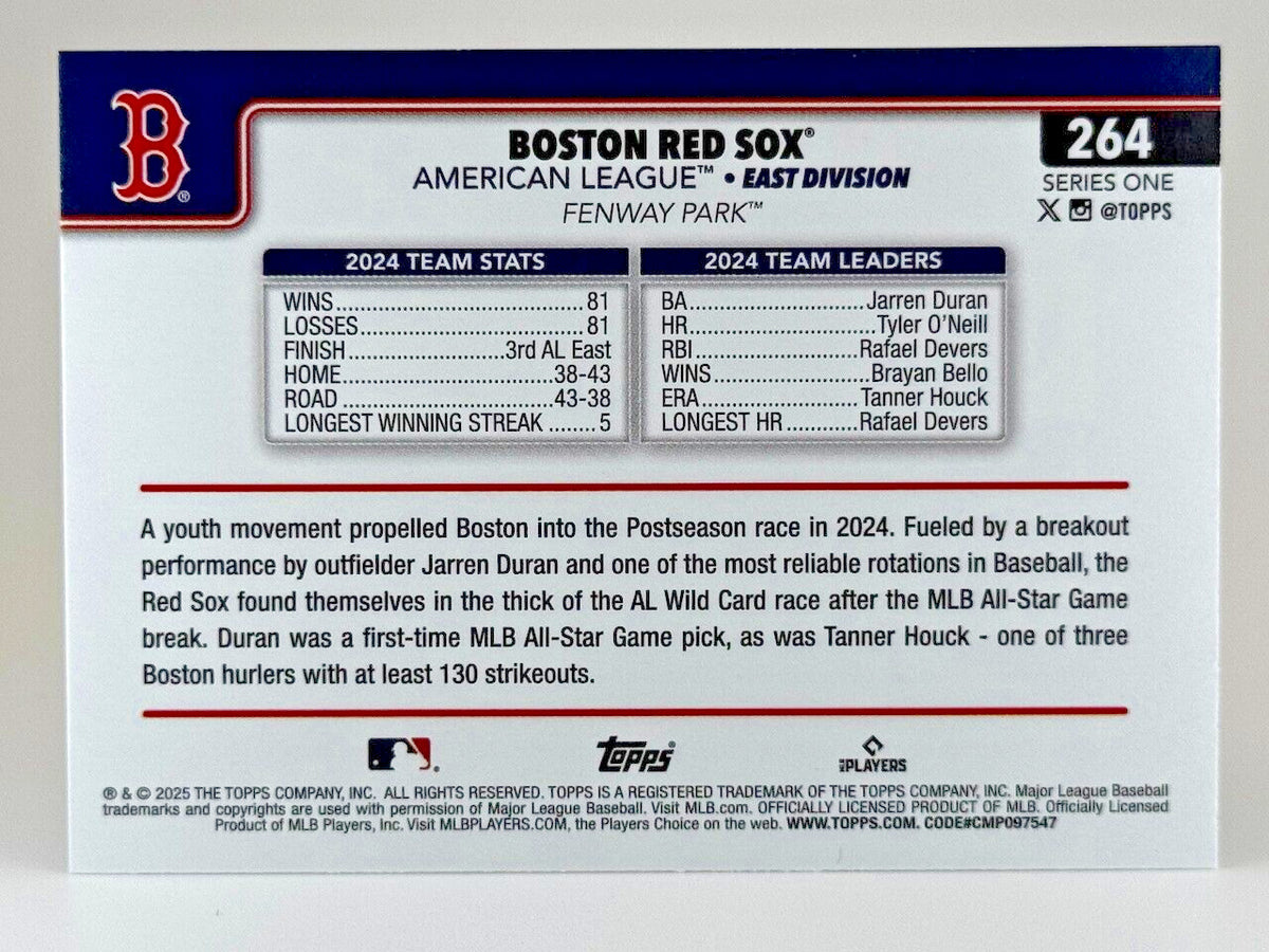 ⚾️ 2025 Topps Series 1 #264 Rainbow Foil - Boston Red Sox Team Card