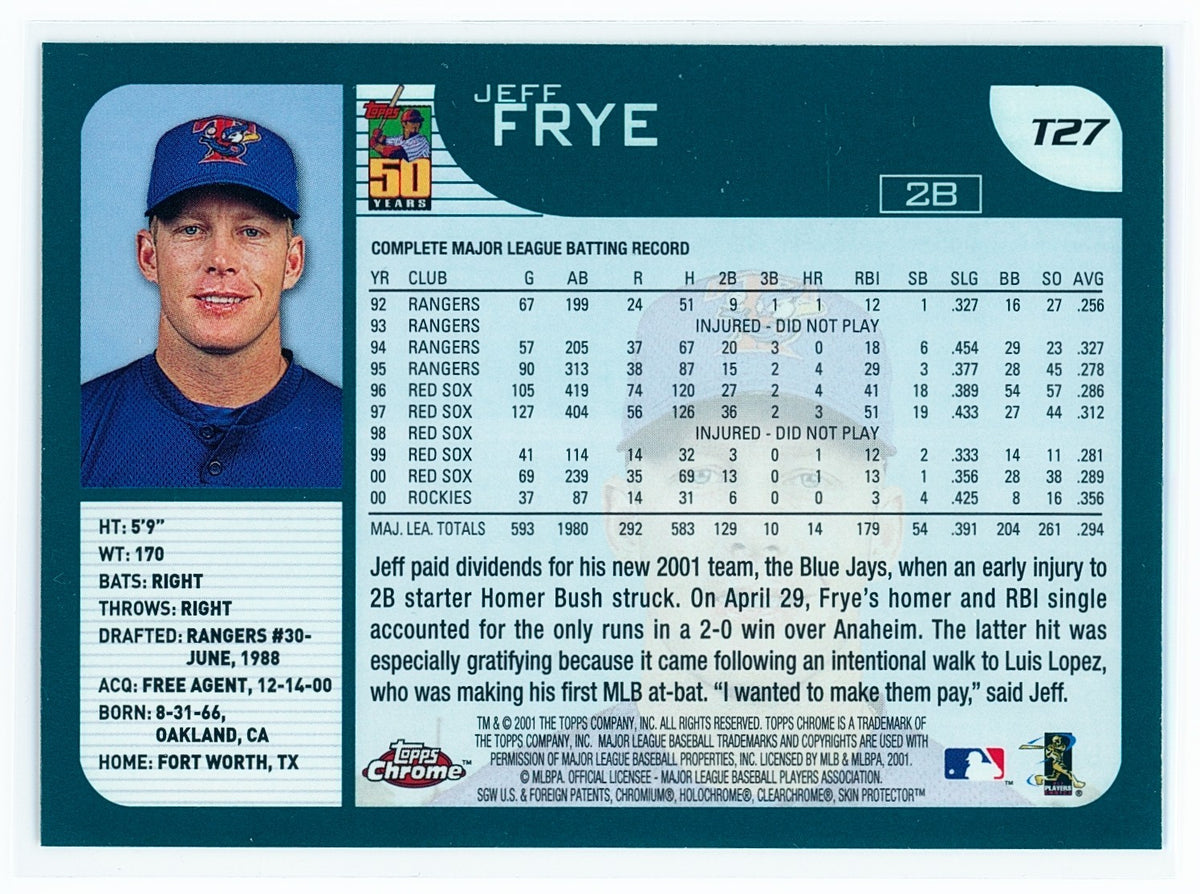 ⚾️ 2001 Topps Traded & Rookies - Jeff Frye #T27 Chrome