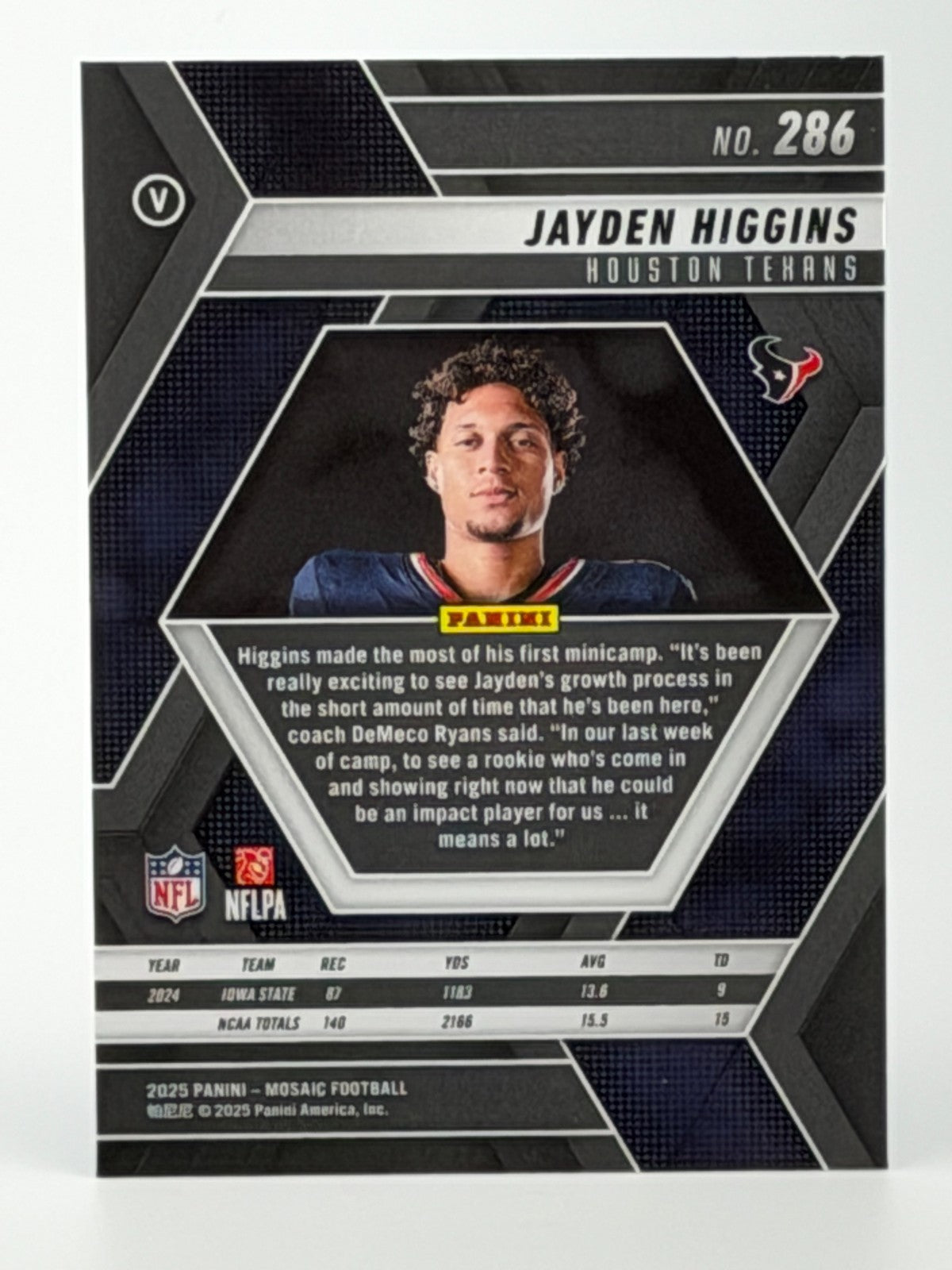 2025 Panini Mosaic #286 Jayden Higgins (RC)