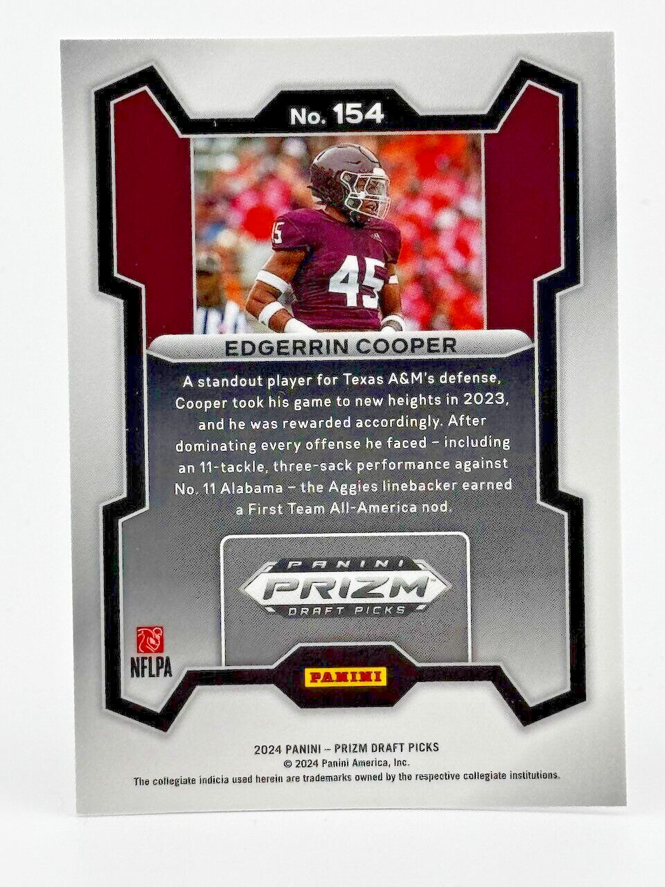 2024 Panini Prizm Draft Picks #154 Edgerrin Cooper (RC) Rookie