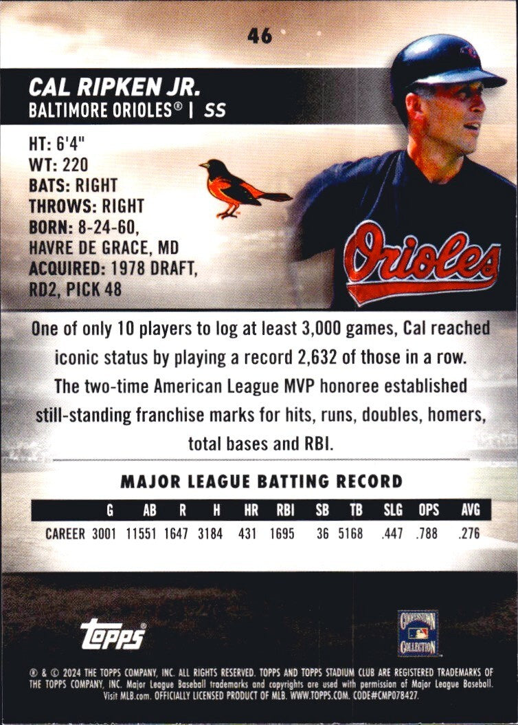2024 Topps Stadium Club - #46 Cal Ripken Jr. (HOF)