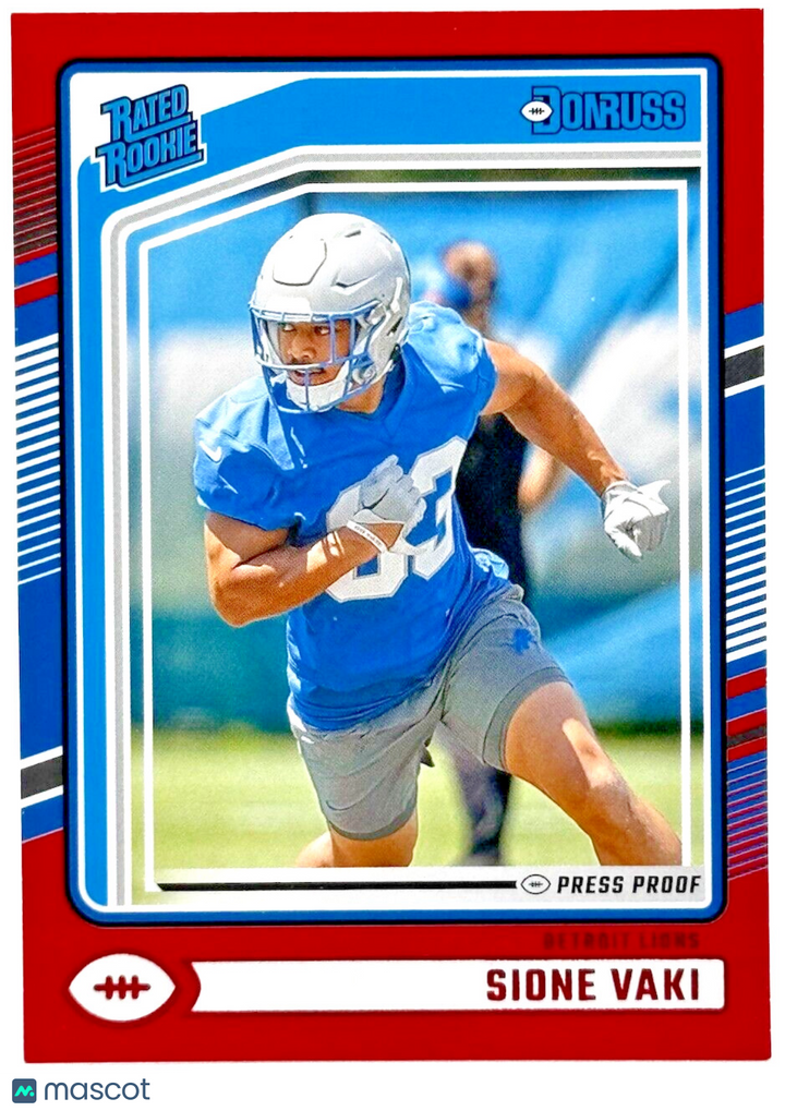 2024 Donruss #332 Rated Rookie Press Proof Red - Sione Vaki (RC) -  Lions