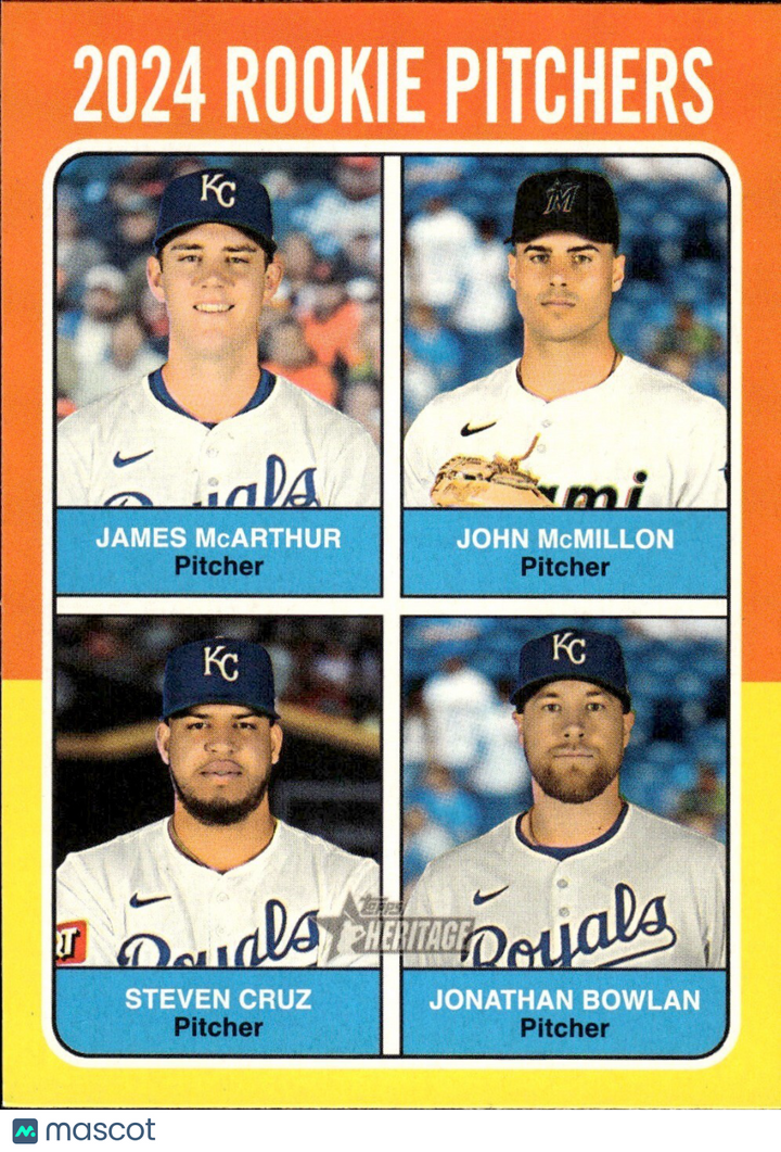 ⚾️ 2024 Topps Heritage HN #615 Rookie Pitchers McArthur, McMillon, Cruz, Bowlan