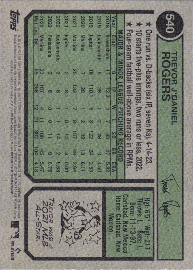 2023 Topps Heritage High Number - #540 Trevor Rogers