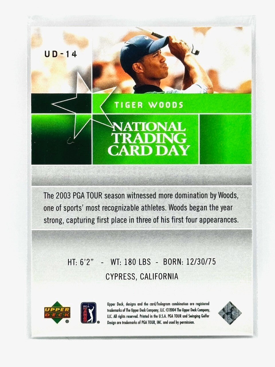 2004 UPPER DECK GOLF NATIONAL TRADING DAY - TIGER WOODS #UD-14