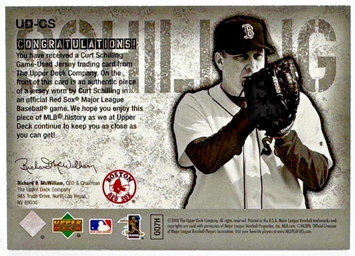 2006 Upper Deck - UD Game Materials #UD-CS Curt Schilling (MEM) - Red Sox HOF
