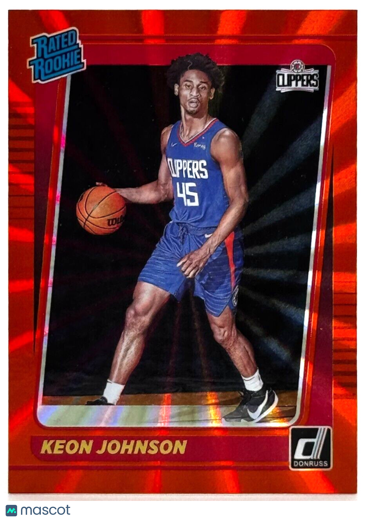 2021-22 Panini Donruss - Rated Rookie Holo Orange Laser #242 Keon Johnson (RC)