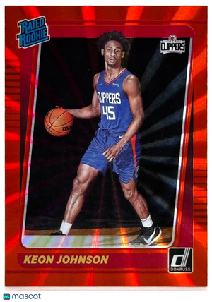 2021-22 Panini Donruss - Rated Rookie Holo Orange Laser #242 Keon Johnson (RC)
