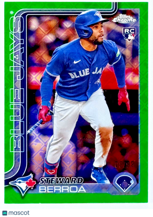 2025 Topps Chrome Logofractor Green Refractor (8/99) Steward Berroa (RC)