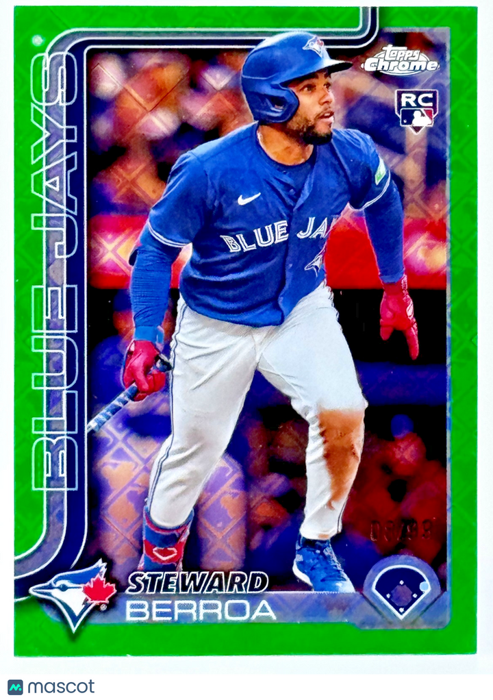2025 Topps Chrome Logofractor Green Refractor (8/99) Steward Berroa (RC)