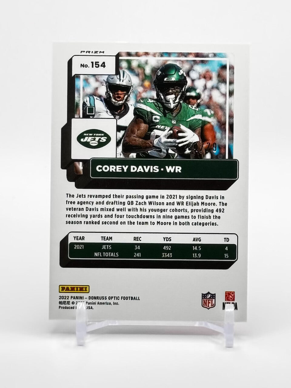 2022 Panini Donruss Optic Velocity Pink Prizm Corey Davis #154 NY Jets /79