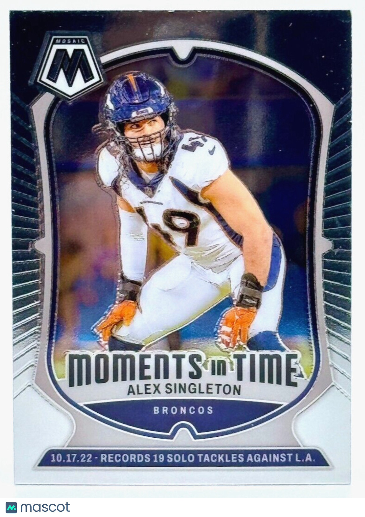 🏈 2024 Panini Mosaic #9 MOMENTS IN TIME - Alex Singleton - Broncos  🏈