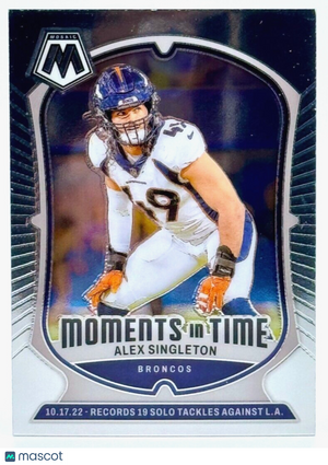 🏈 2024 Panini Mosaic #9 MOMENTS IN TIME - Alex Singleton - Broncos  🏈