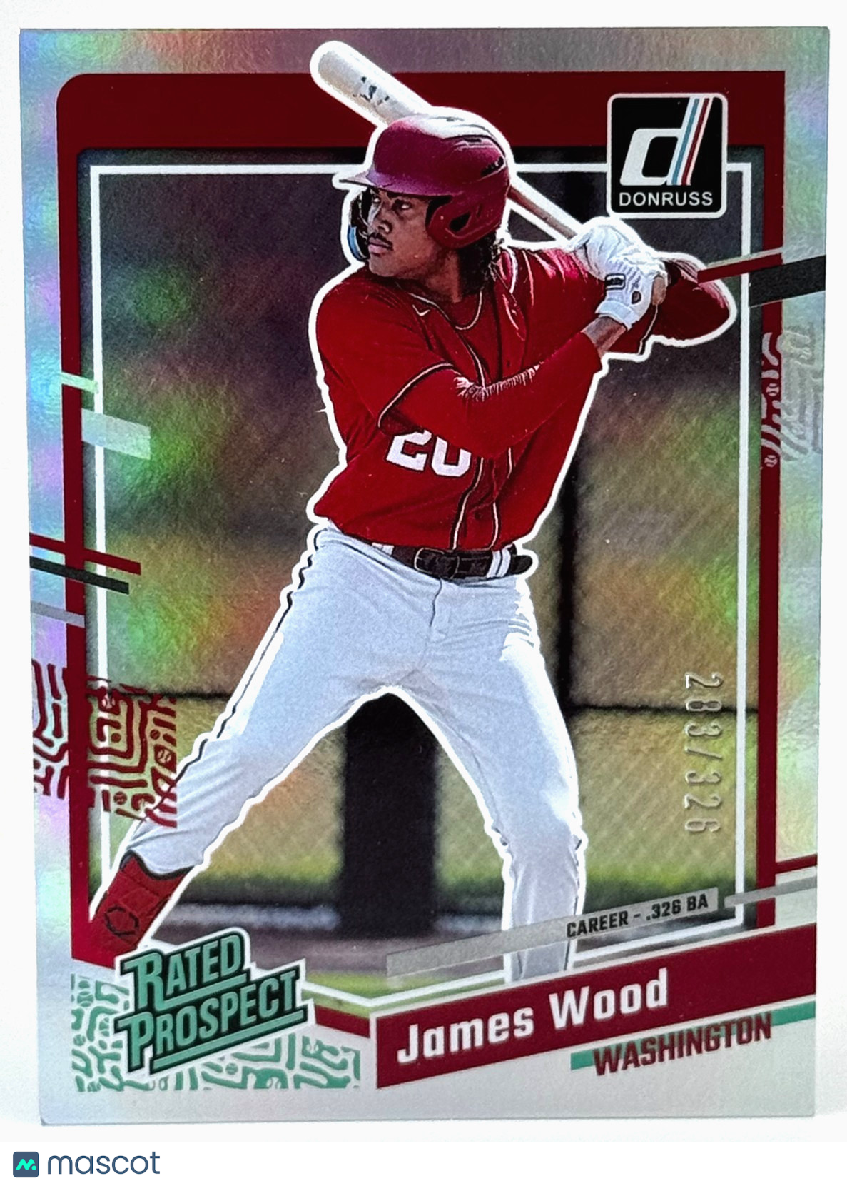 2023 Panini Donruss Rated Prospect Refractor (RC) James Woods (283/326) #80