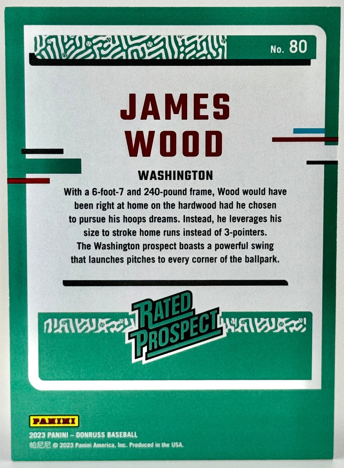 2023 Panini Donruss Rated Prospect Refractor (RC) James Woods (283/326) #80