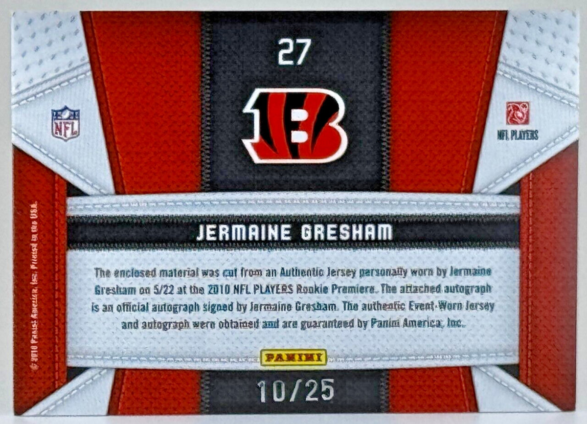 2010 Certified Die-Cut Jersey Number Signatures Auto (10/25) Jermaine Gresham RC