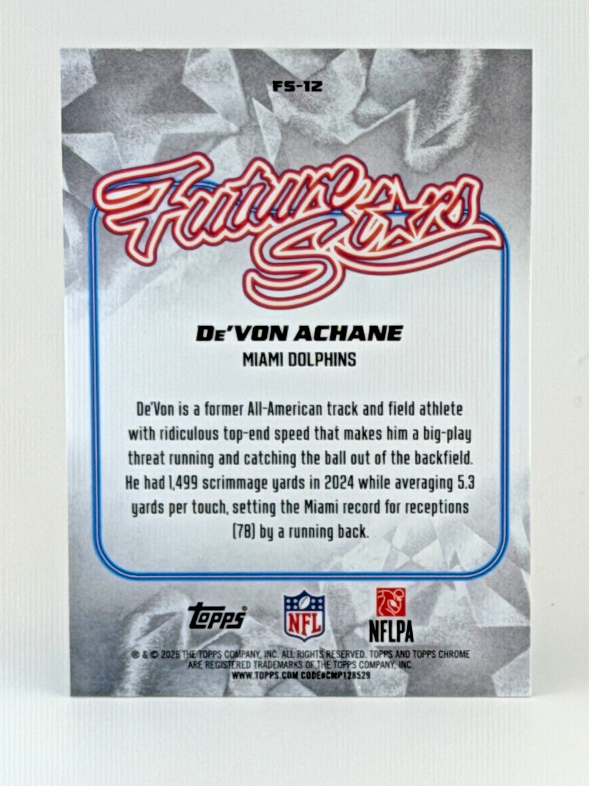 🏈 2025 Topps Chrome Football #FS-12 Future Stars - Devone Achane - Dolphins