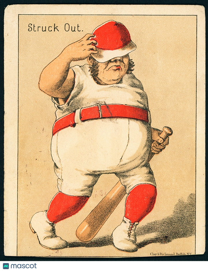 c.1880's H804-7 Baseball Comics Merchant's Gargling Oil - Struck Out Trimmed