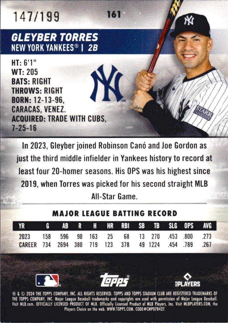 2024 Topps Stadium Club - #161 - Green Foil (147/199) - Gleyber Torres