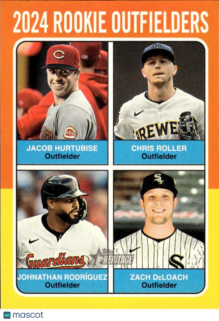 ⚾️ 2024 Topps Heritage HN #622 Rookie OF Hrtubise, Roller, Rodriguez, DeLoach