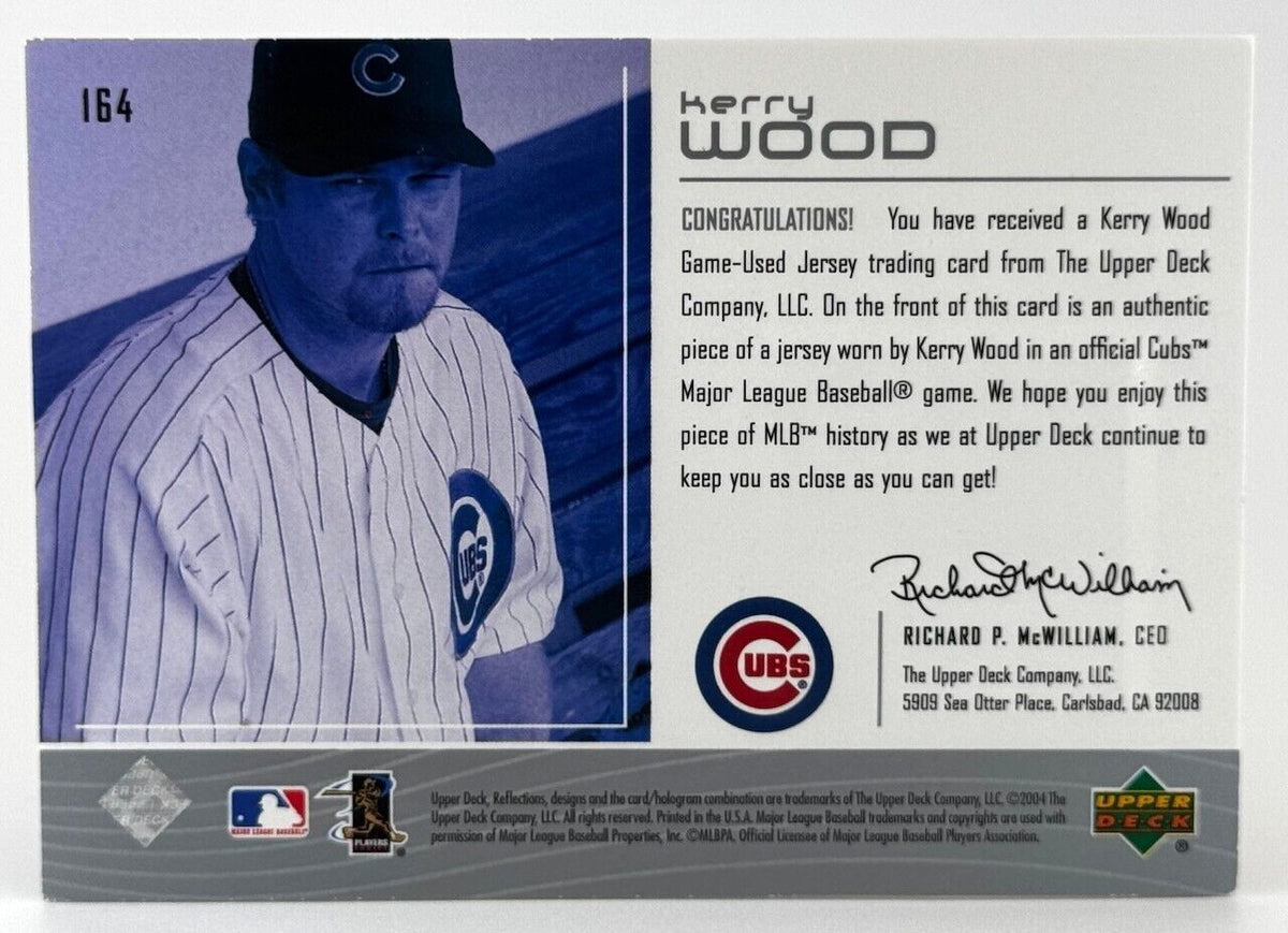 2004 Upper Deck Reflections #164 Game-Used Jersey Relic - Kerry Wood - Cubs