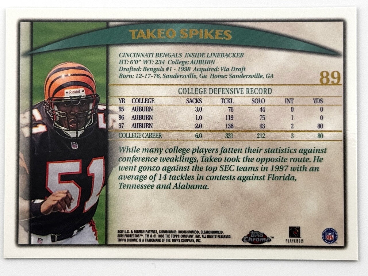 1998 Topps Chrome - #89 Takeo Spikes (RC) - Bengals - ROOKIE - SEE PHOTOS