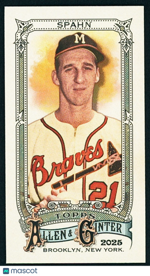 2025 Topps Allen & Ginter #33 Warren Spahn HOF Mini Parallel