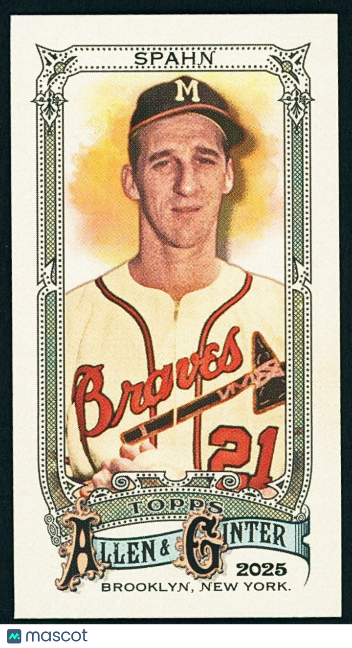 2025 Topps Allen & Ginter #33 Warren Spahn HOF Mini Parallel