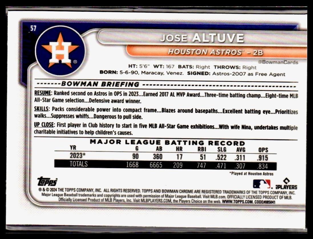 2024 Bowman Chrome #57 Jose Altuve