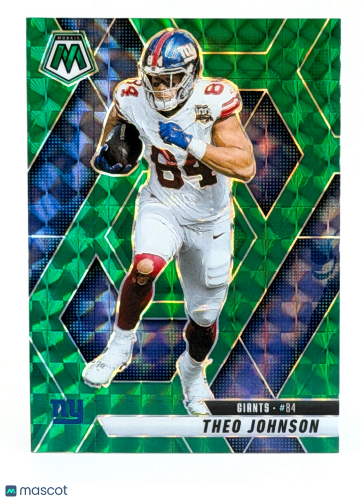 2025 Panini Mosaic #217 Green Mosaic Prizm - Theo Johnson - Giants