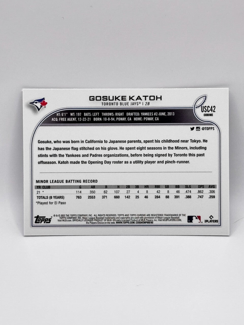 2022 Topps Chrome Update Series - #USC42 Gosuke Katoh (RC) Rookie