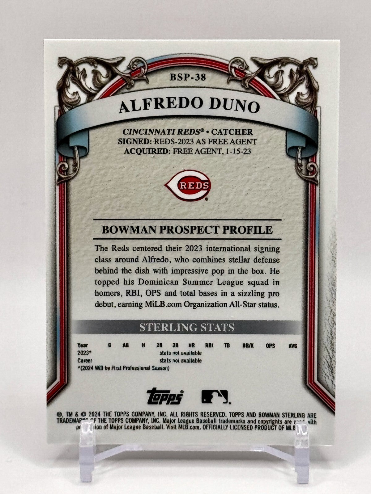 2024 BOWMAN STERLING #BSP-38 - ALFREDO DUNO - CINCINATTI REDS