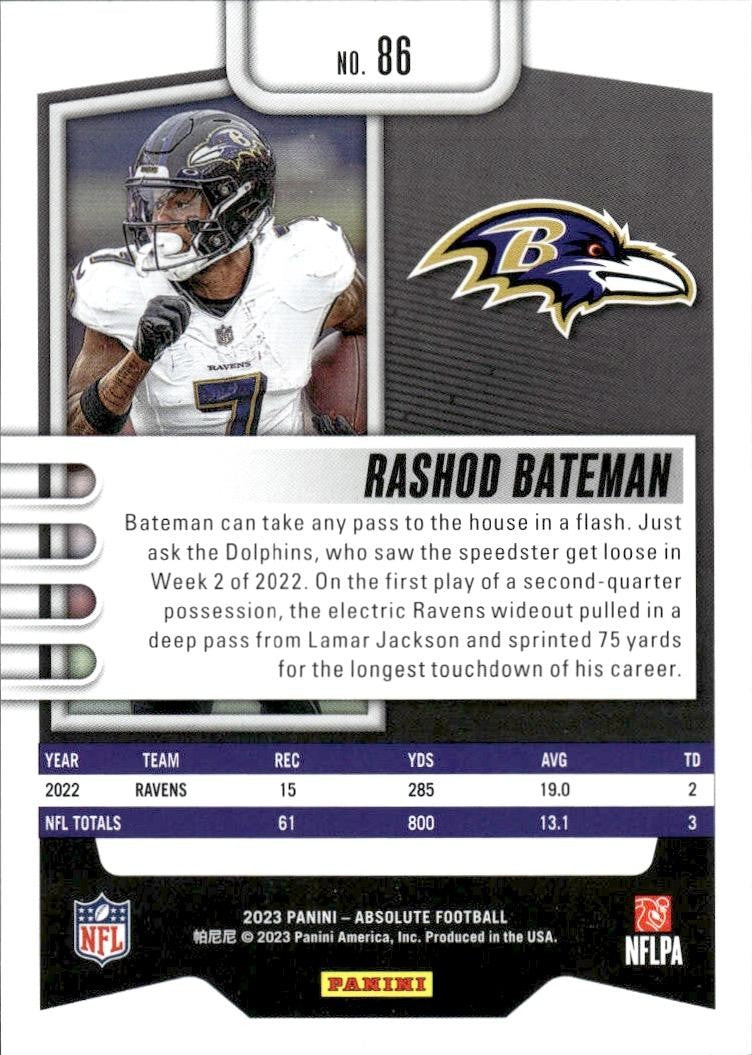 2023 Panini Absolute #86 Rashod Bateman