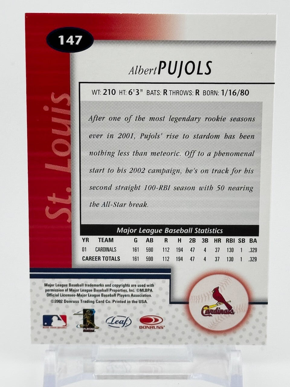 2002 Leaf Certified #147 Albert Pujols