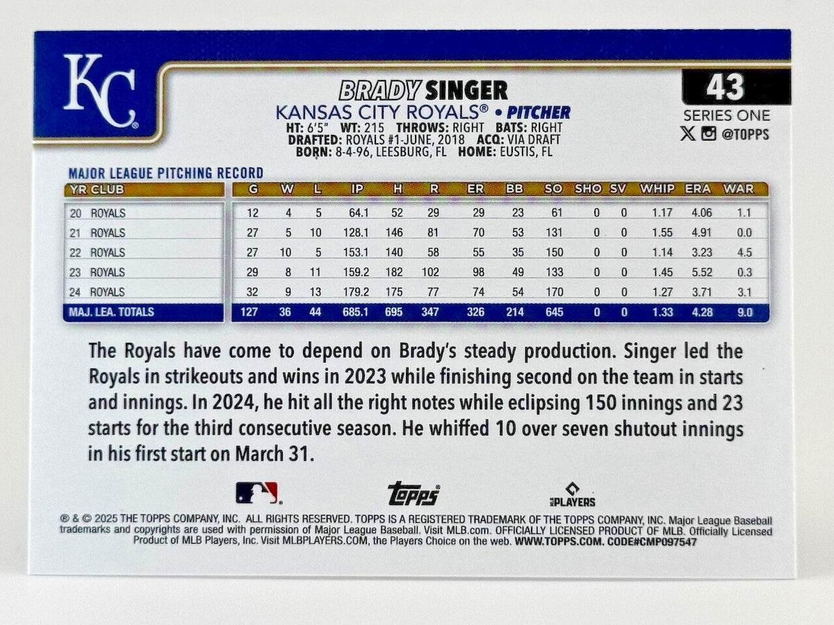 ⚾️ 2025 Topps Series 1 #43 - Topps Logo Foilboard - Brady Anderson - Royals