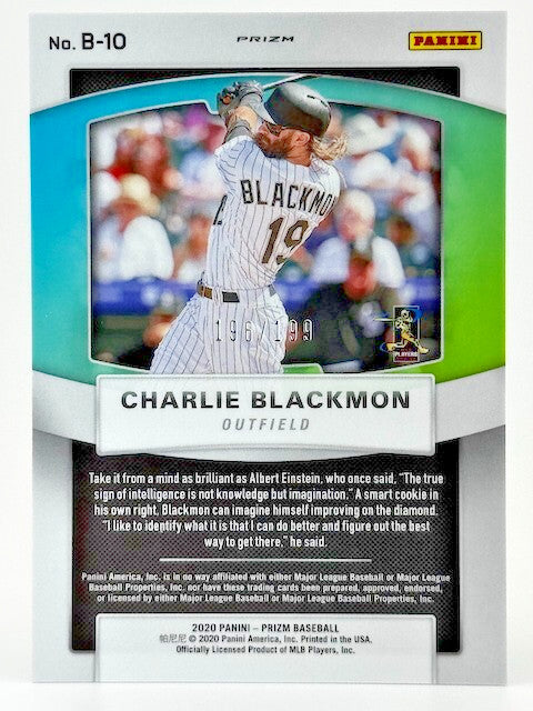 2020 Panini Prizm Brilliance Blue Donut Circles Prizm /199 Charlie Blackmon B-10