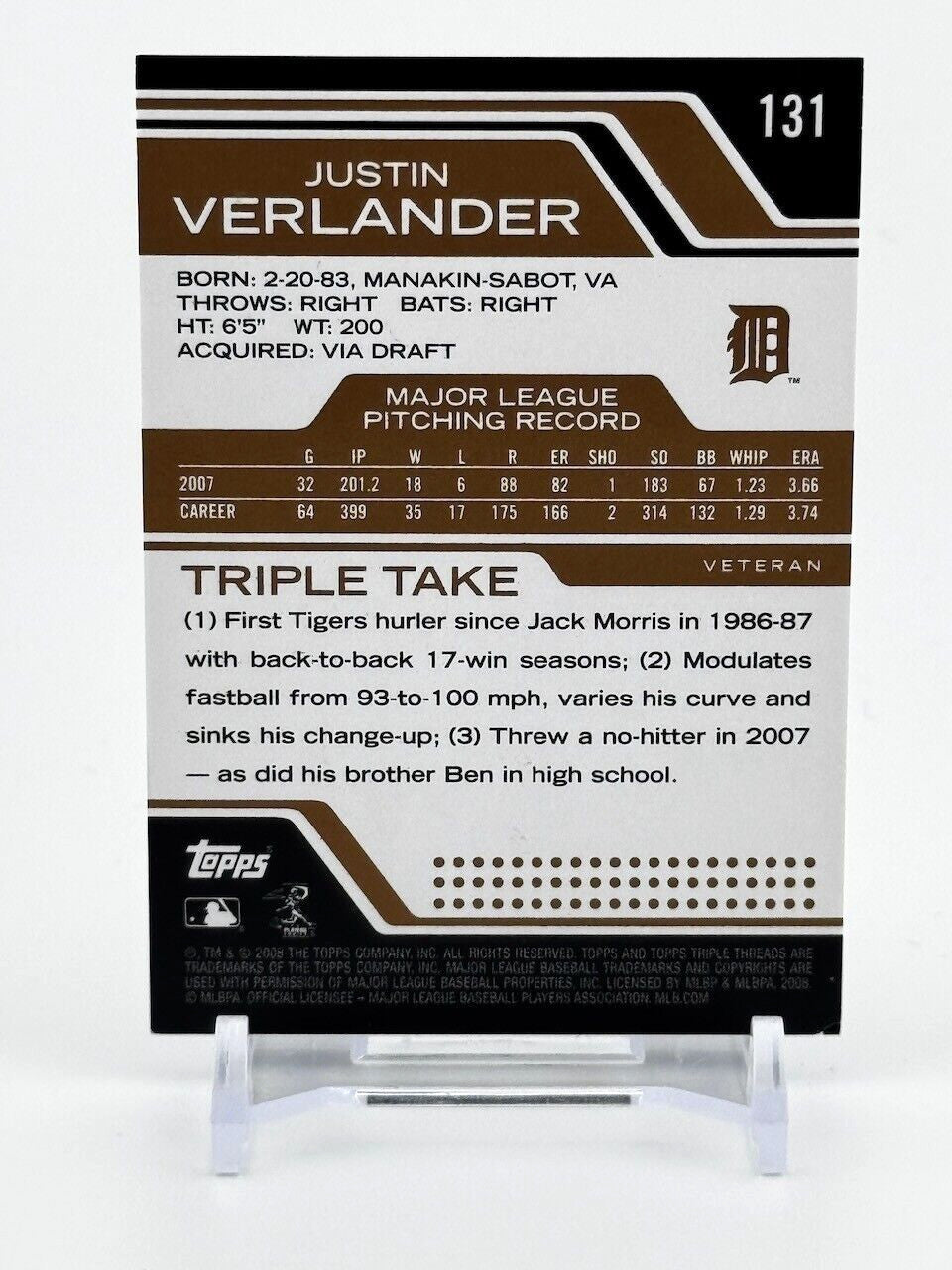2008 Topps TRIPLE THREADS /525 - #131 Justin Verlander