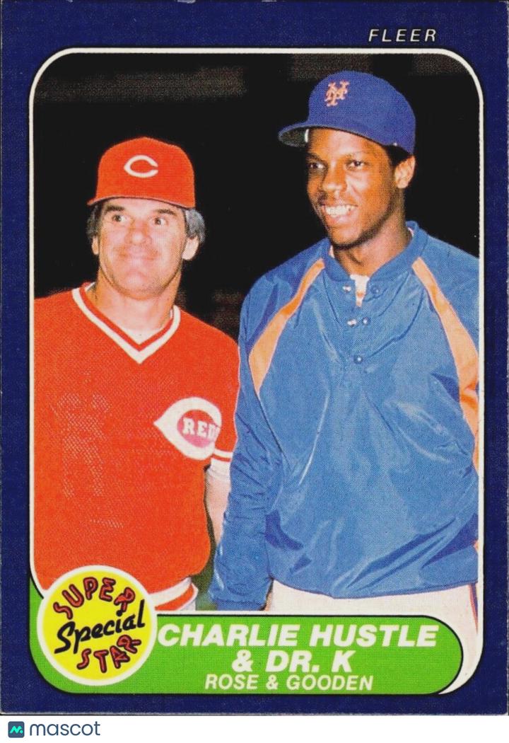 1986 Fleer - #638 Pete Rose, Dwight Gooden - SET BREAK - NM/MT