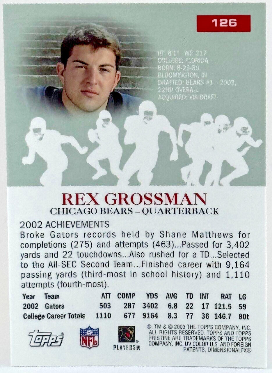 2003 Topps Pristine Silver #126 Rex Grossman (RC) Rookie