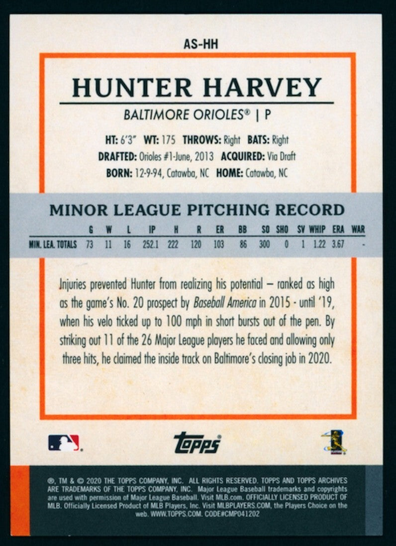 ⚾️ 2020 Topps Archives Snapshots Baseball Hunter Harvey #AS-HH