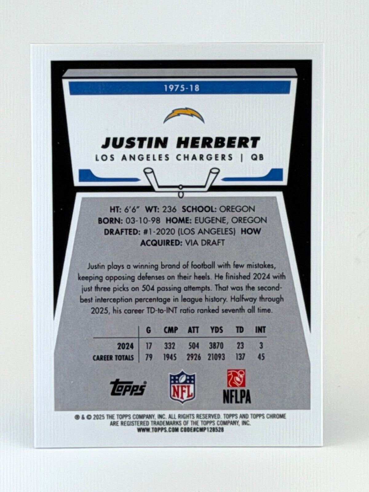 🏈 2025 Topps Chrome Football #1975-18 Justin Herbert - 1975 Retro X-FRACTOR