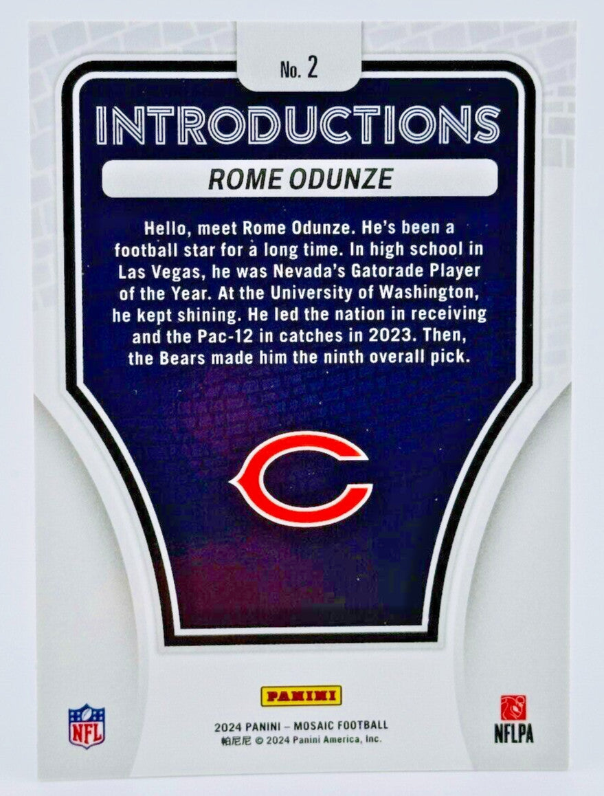 🏈 2024 Panini Mosaic #2 (RC) Rookie INTRODUCTIONS - ROME ODUNZE - Bears 🏈