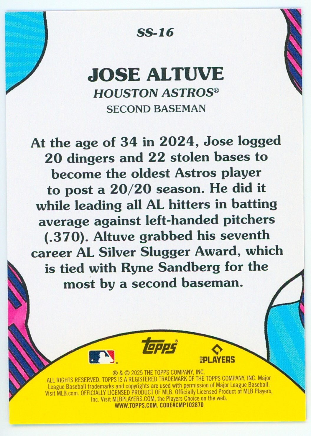 ⚾️ 2025 Topps Series 2 #SS-16 Summer Superstars - Jose Altuve
