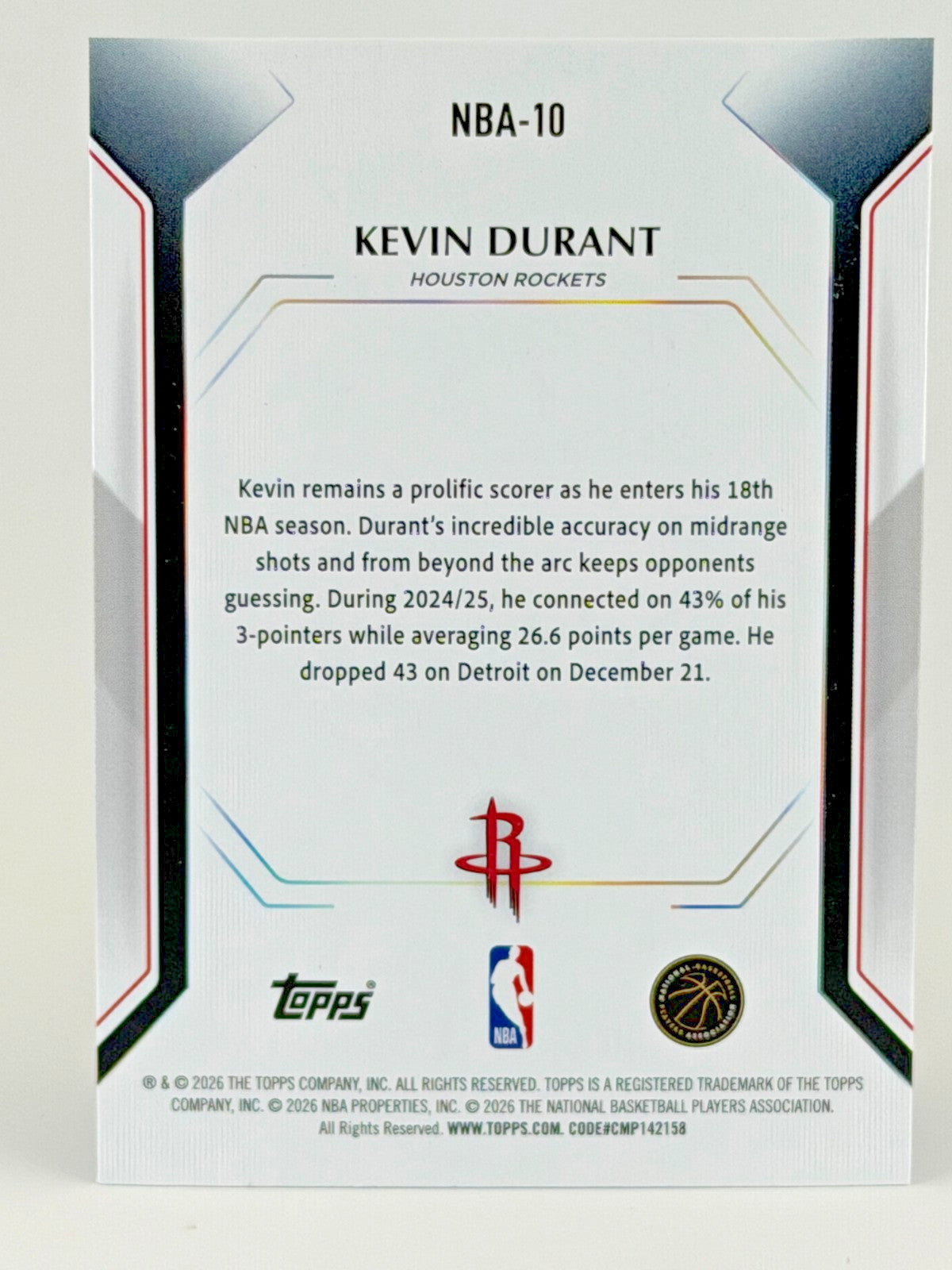 2026 Topps Collector Kit - Kevin Durant #NBA-10 Refractor