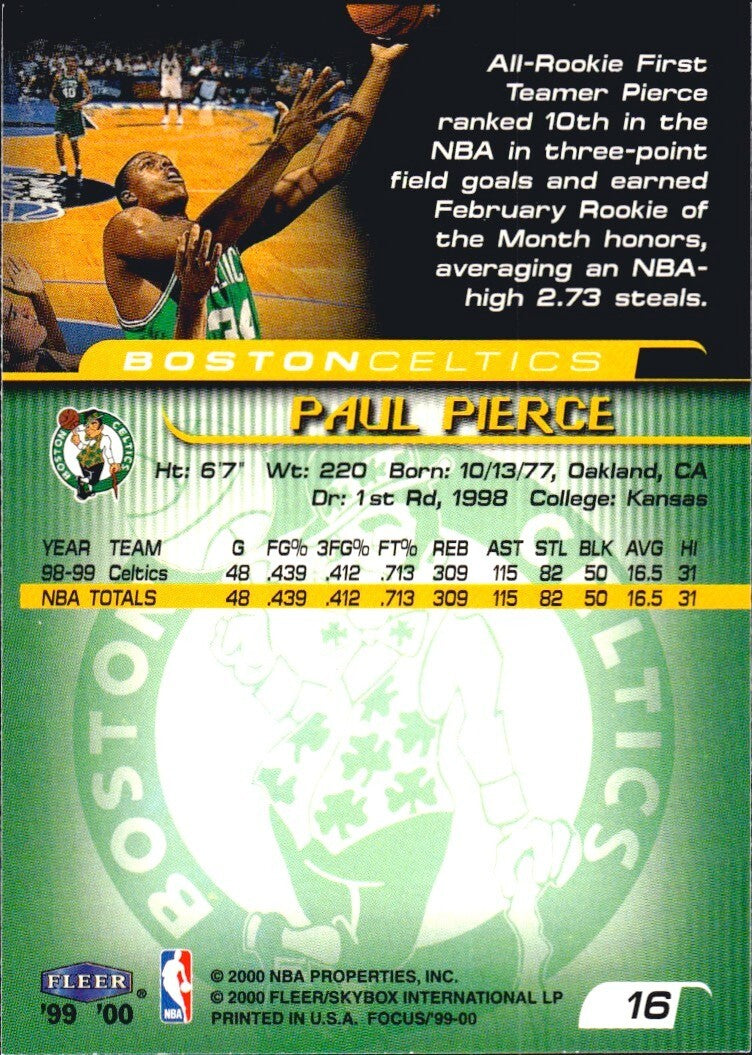 🏀 1999-00 Fleer Focus - #16 Paul Pierce (HOF)