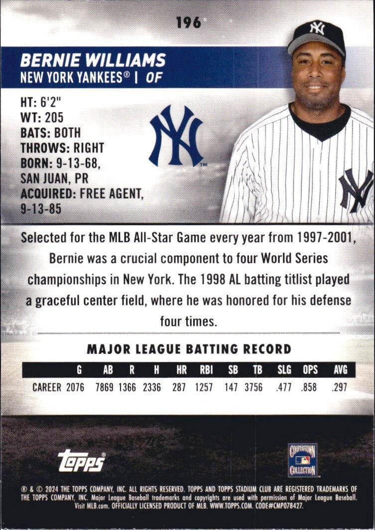 2024 Topps Stadium Club - Red Foil #196 Bernie Williams