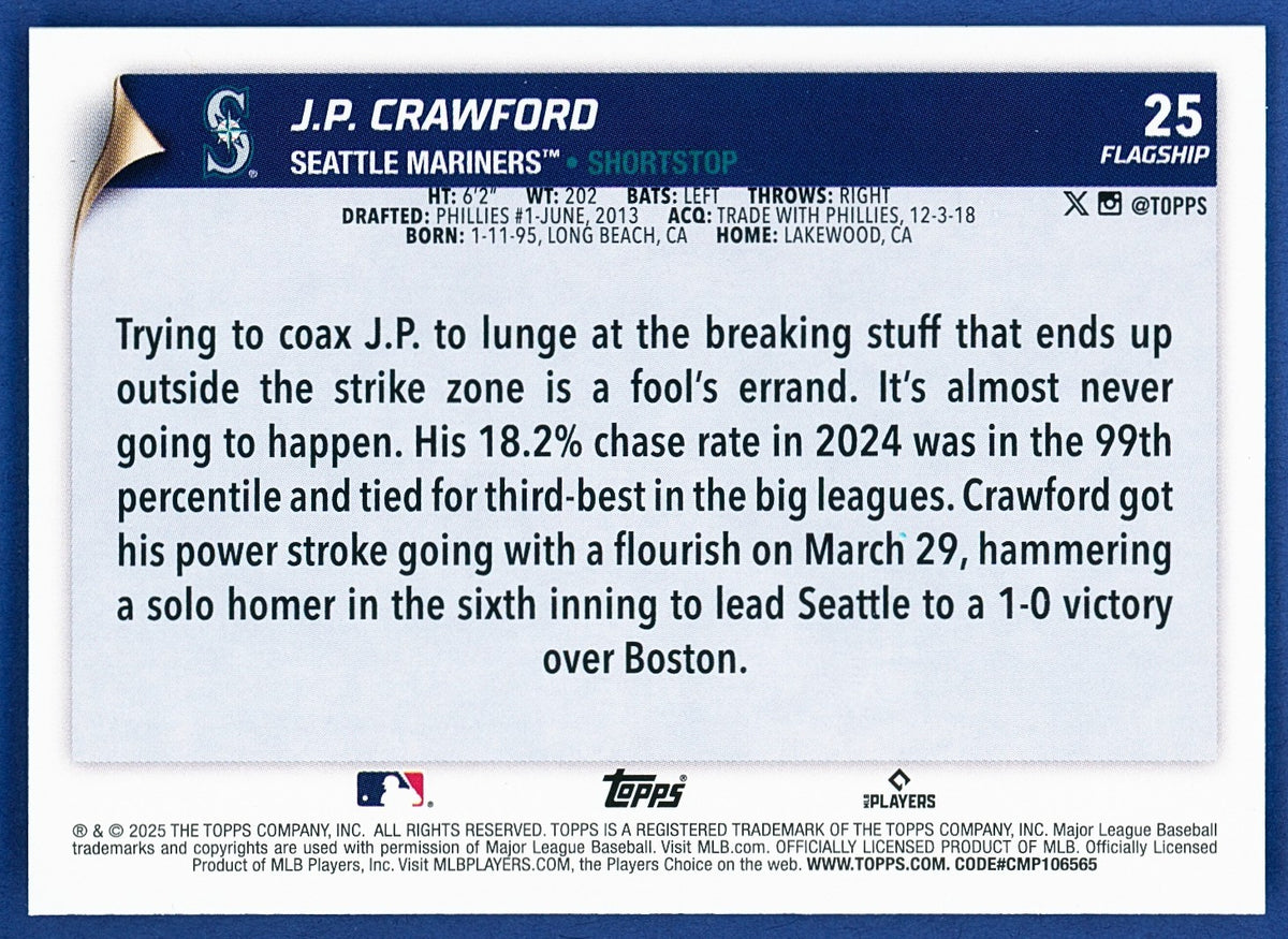 2025 Topps Flagship Collection #25 J.P. Crawford